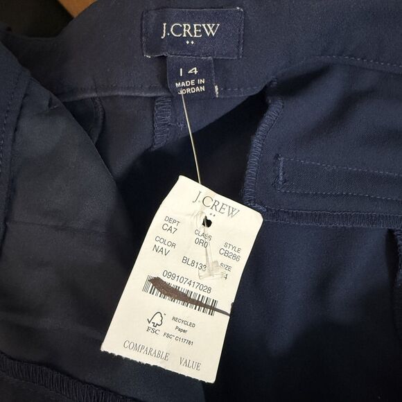 J.CREW Slim-Fit Full-Length Trouser Pant 14 Navy Blue Stretch Chino NWT B24 - Picture 5 of 6